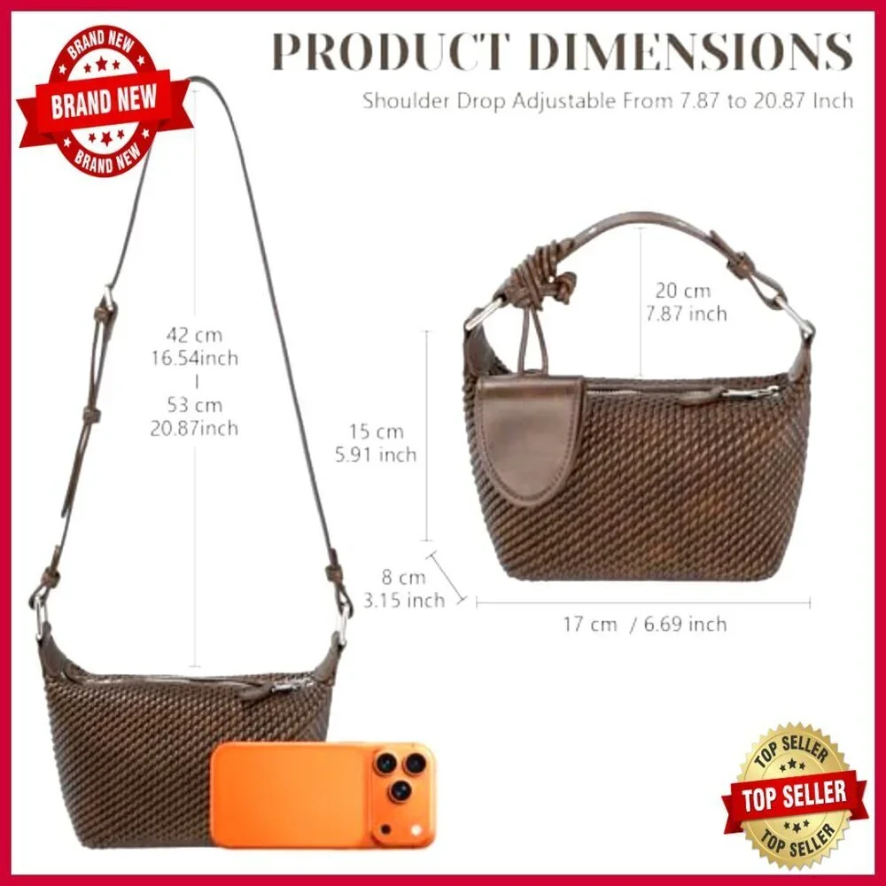 Medium Faux Leather Hobo Crossbody Bag with Adjustable Strap for Work Travel